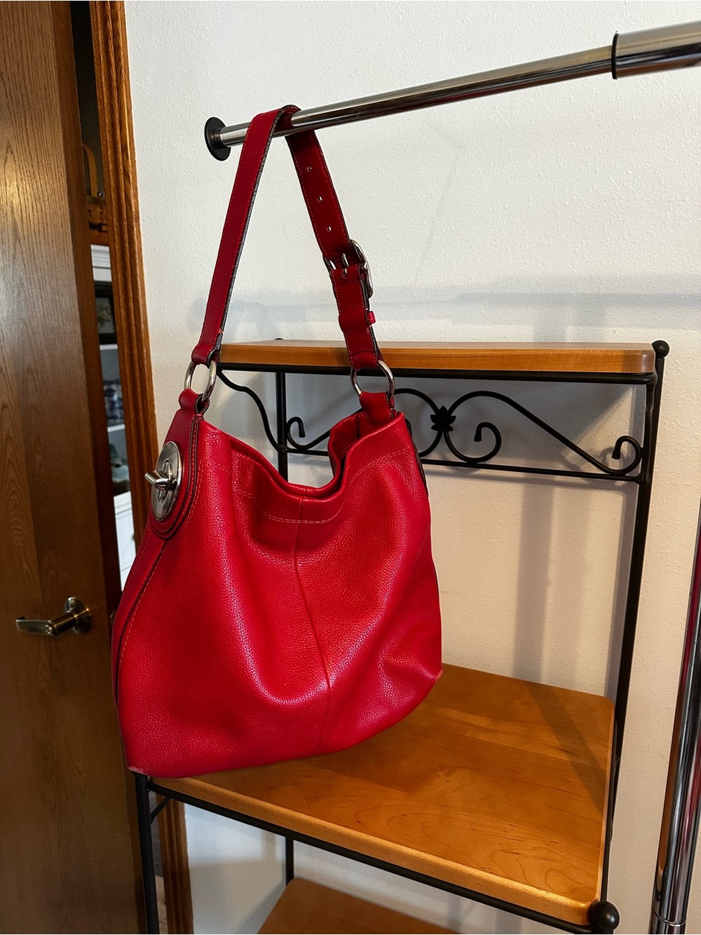 Coach Penelope Hobo Bag | Red Pebbled Leather F16535